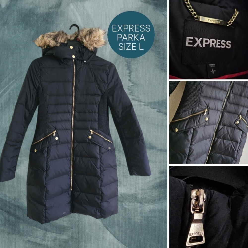 Express Womens hooded parka winter coat size L